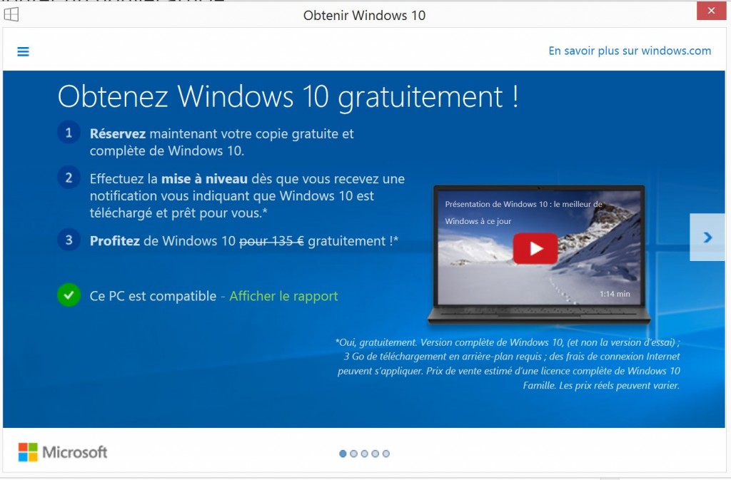 Reservation Windows 10