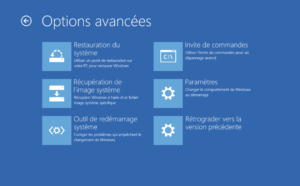 Visuel des options avancées de windows